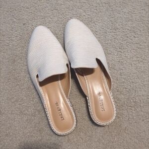 Women's Striped Slip-On Mules - Cream